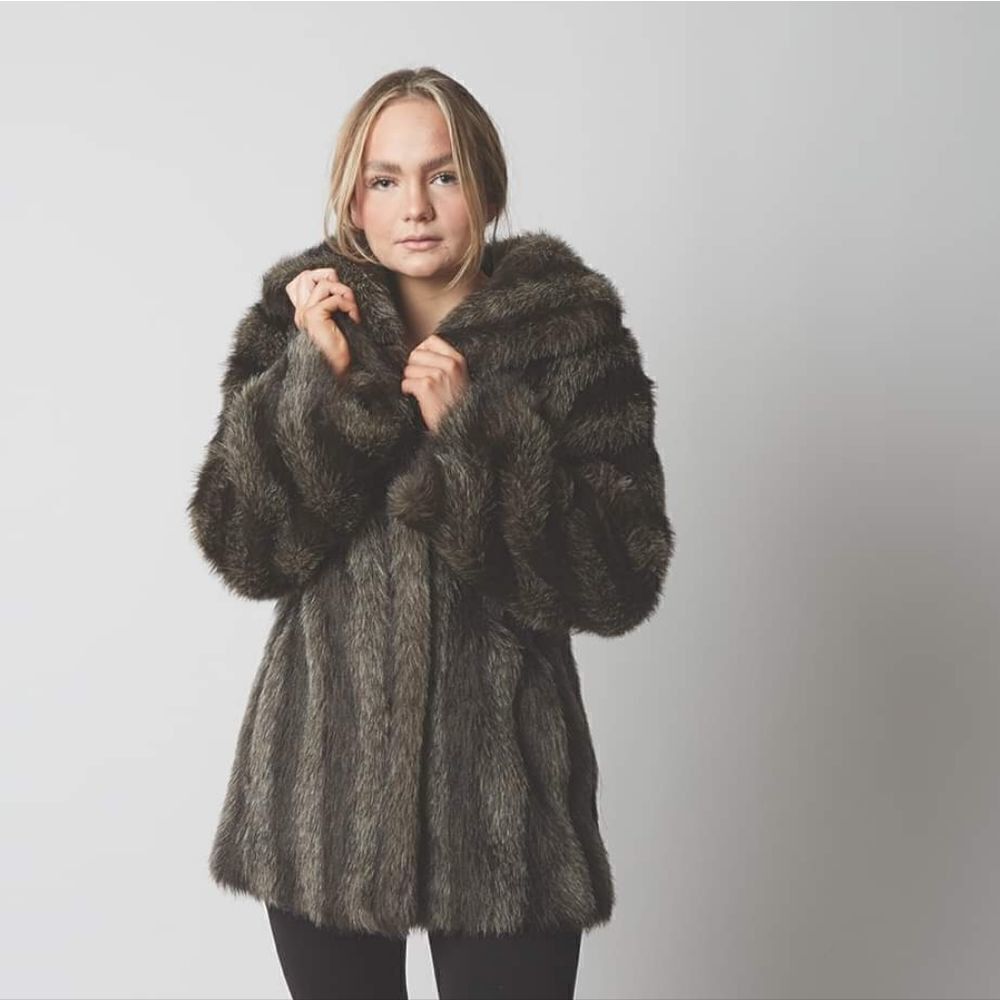 Vintage Faux Racoon Fur Coat 